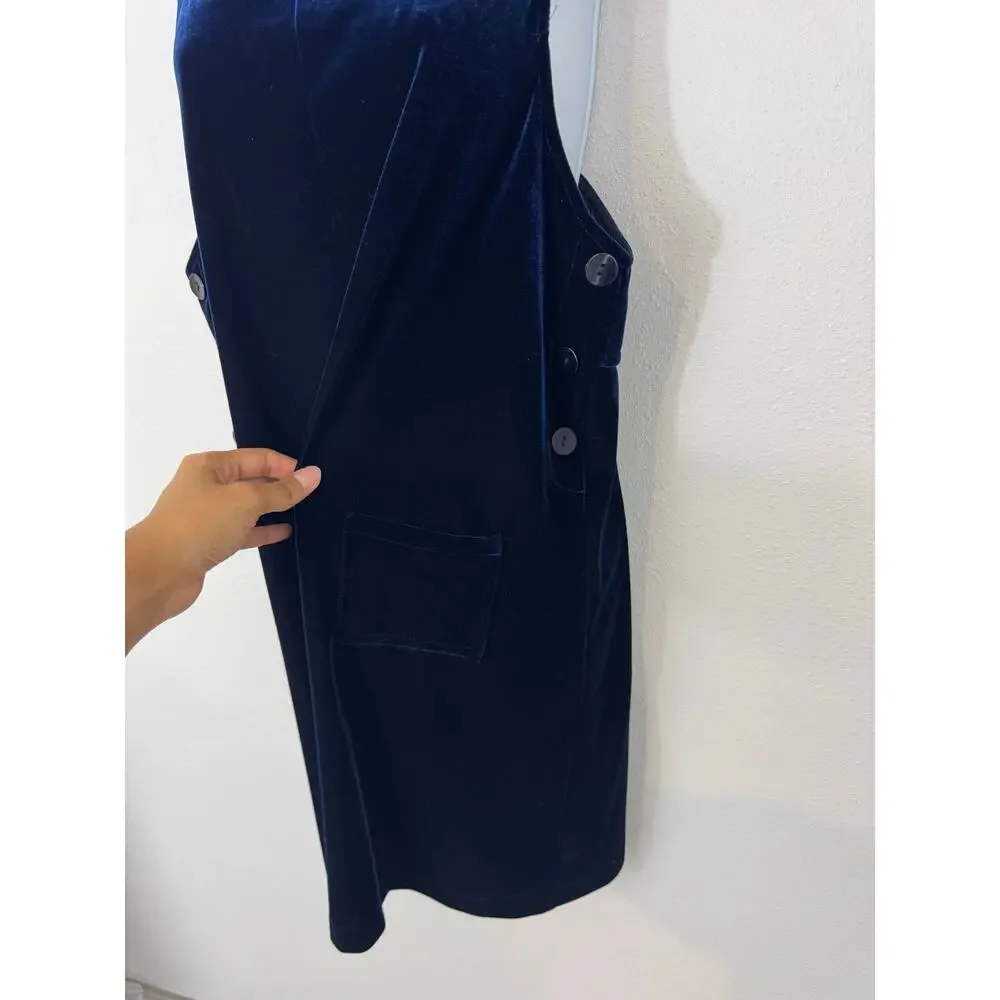 Studio Ease Petite Navy Velvet Jumper Dress Size 10P - Picture 3 of 6